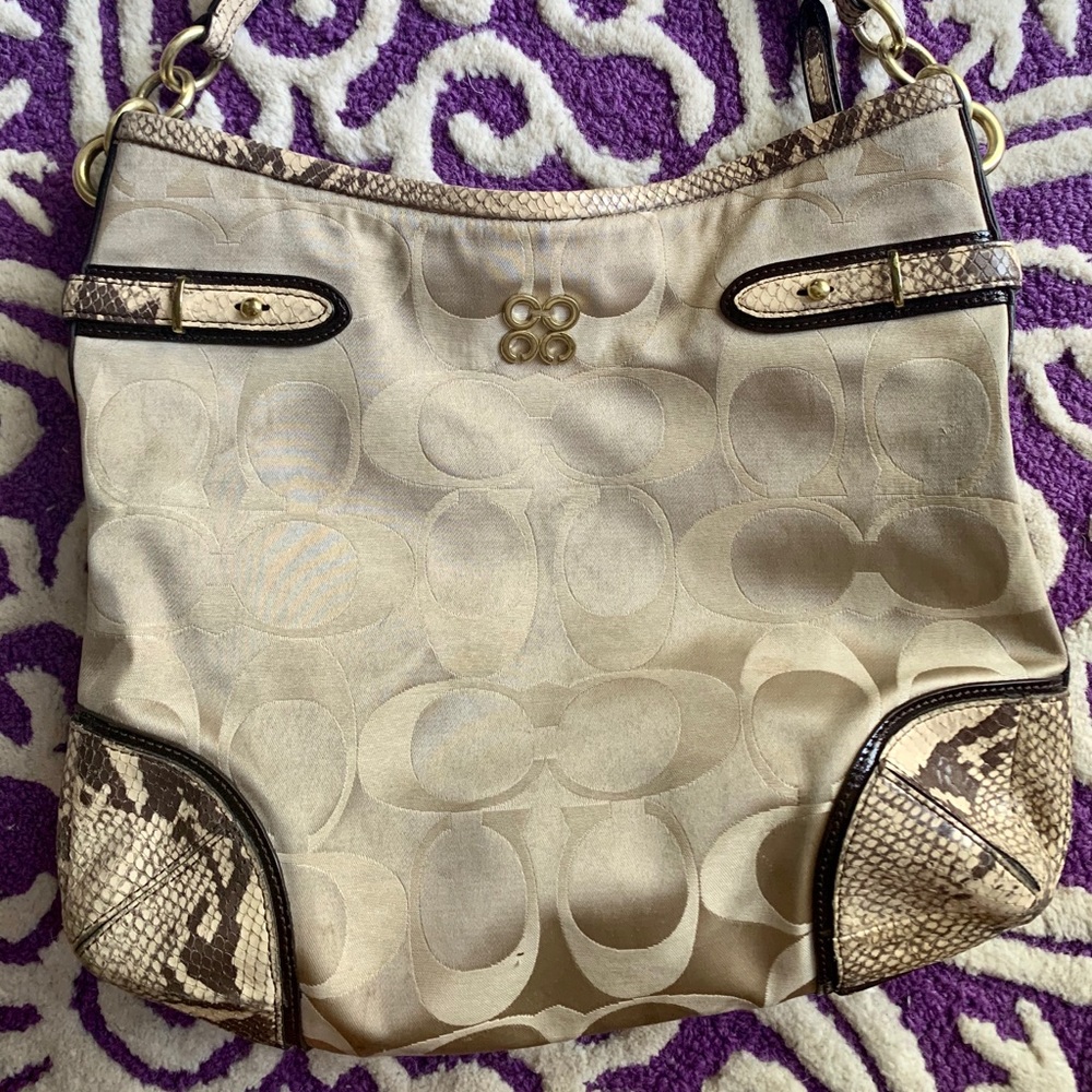 Authentic Coach shoulder snakeskin handbag